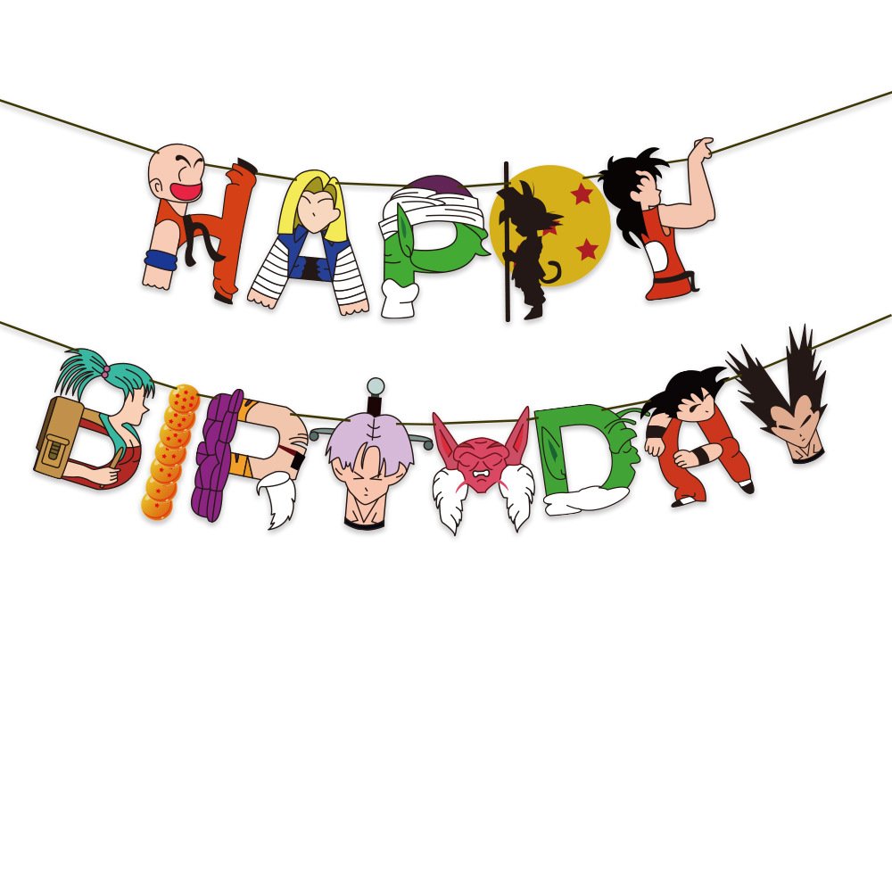 Super Son Goku Design Party Decorations Dragon Ball Happy birthday Banner Cake Topper Supplies Kids Children Favor Party X4082