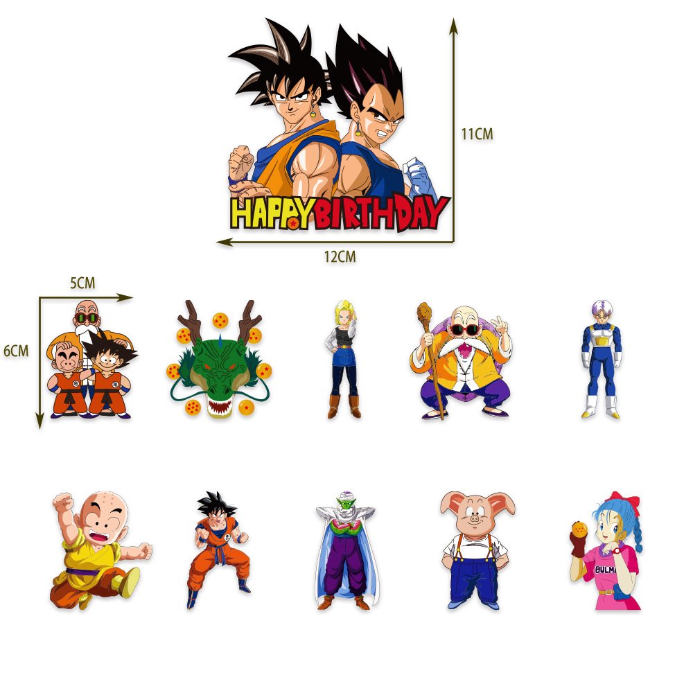 Super Son Goku Design Party Decorations Dragon Ball Happy birthday Banner Cake Topper Supplies Kids Children Favor Party X4082