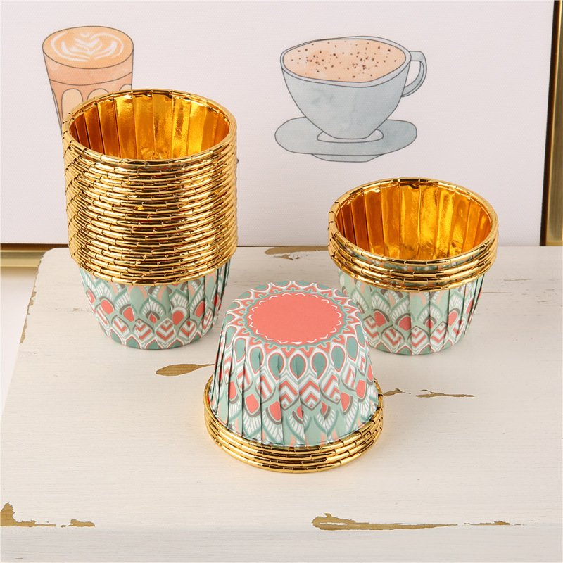 boho style Round Baking paper Cup - Disposable Thickened baking paper cup Baking Supplies for Wedding Birthday and Party