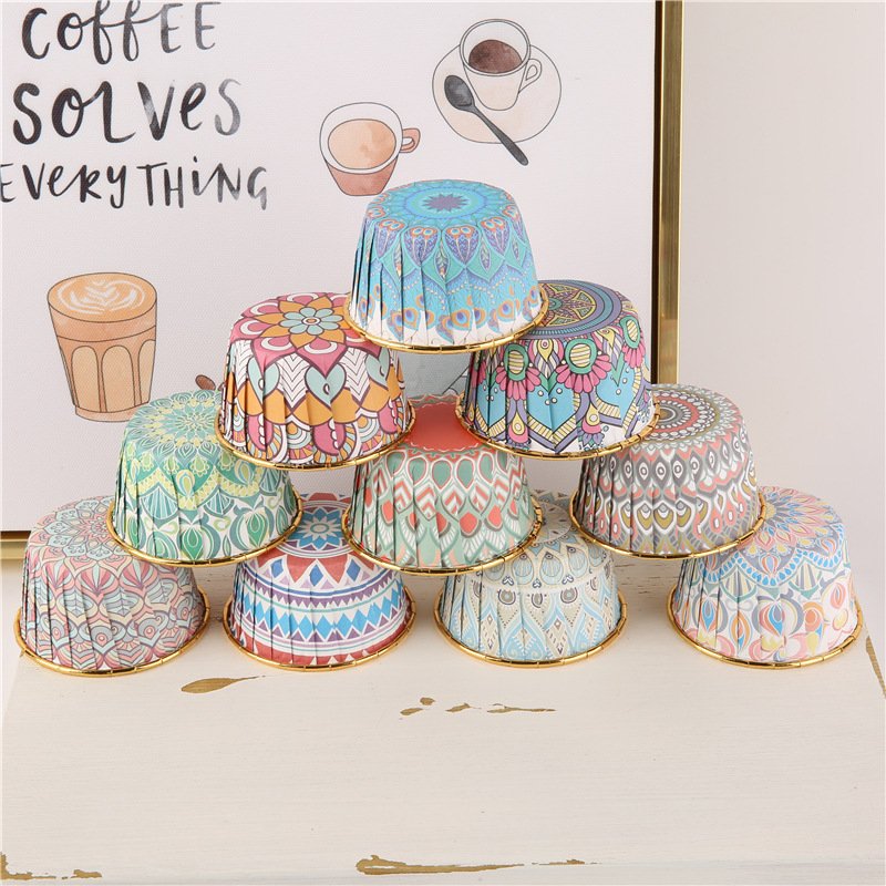 boho style Round Baking paper Cup - Disposable Thickened baking paper cup Baking Supplies for Wedding Birthday and Party