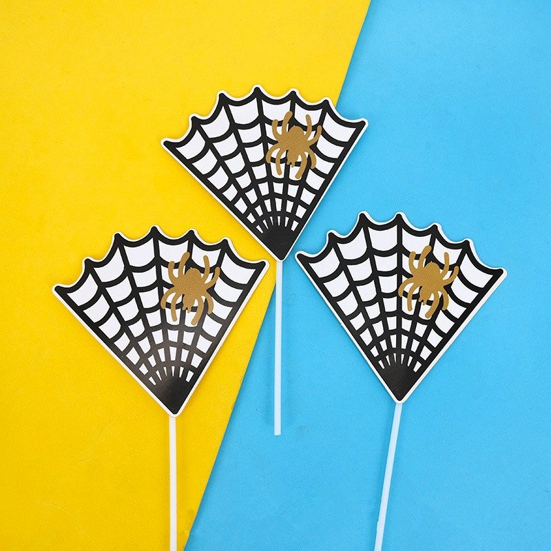 3pcs/5pcs Spiderman Cake Toppers Set Happy Halloween Cake Decoration Paper Spider Web Cake Topper Kids Birthday Party Decoration