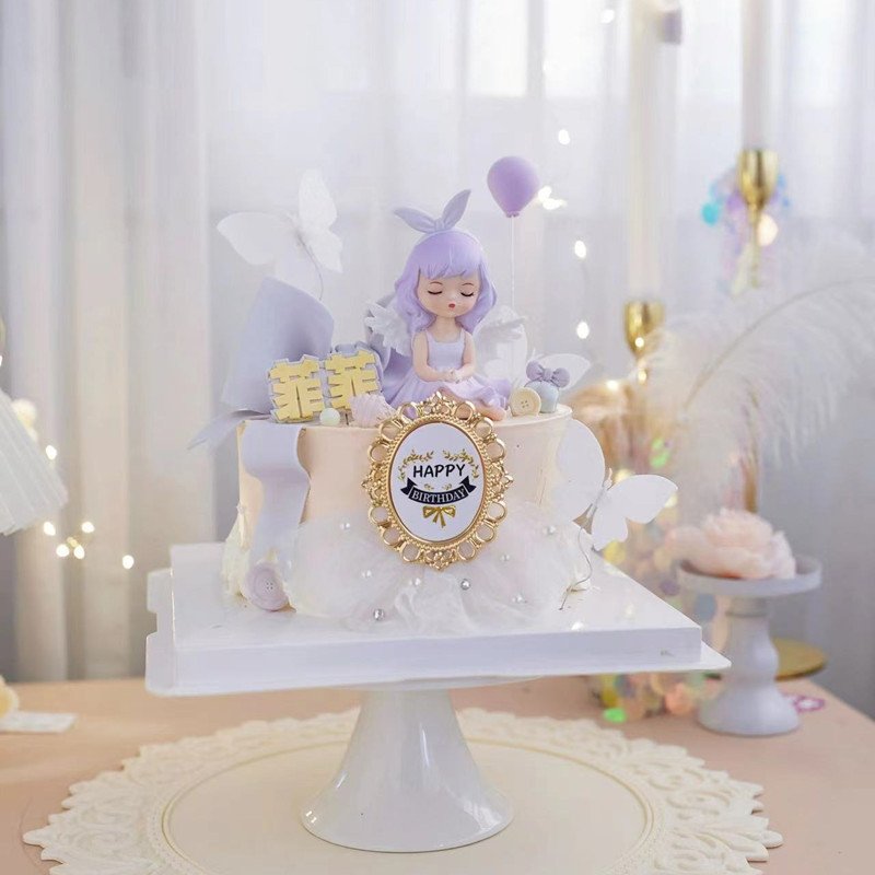 Baked Cake Decoration Metallic Art With Diamond Pearl Yarn Skirt Gilded Birthday Cake Decoration Fairy Wand Cake Topper