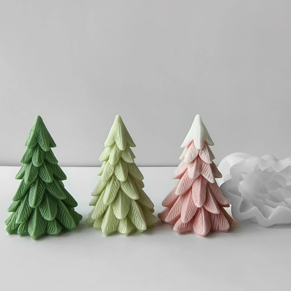 Wax for Candle Making Christmas Tree Candles Silicon Mould Cedar Soap Resin Party Decor Chocolate Gift Molde De Vela Candle Mold