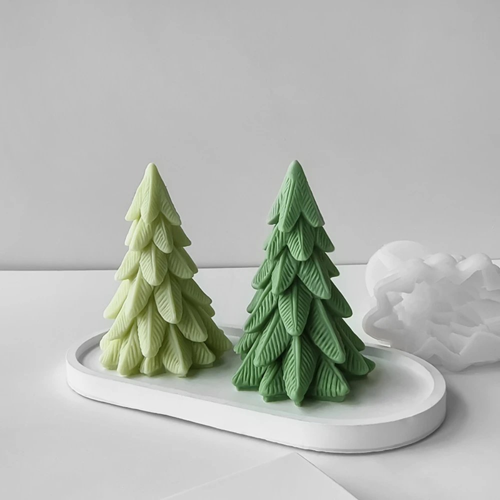 Wax for Candle Making Christmas Tree Candles Silicon Mould Cedar Soap Resin Party Decor Chocolate Gift Molde De Vela Candle Mold