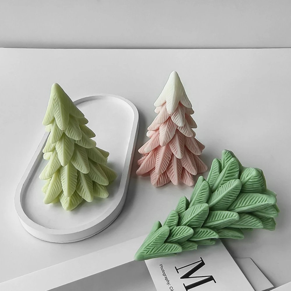 Wax for Candle Making Christmas Tree Candles Silicon Mould Cedar Soap Resin Party Decor Chocolate Gift Molde De Vela Candle Mold
