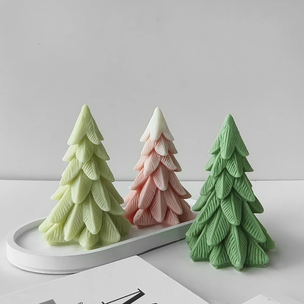 Wax for Candle Making Christmas Tree Candles Silicon Mould Cedar Soap Resin Party Decor Chocolate Gift Molde De Vela Candle Mold