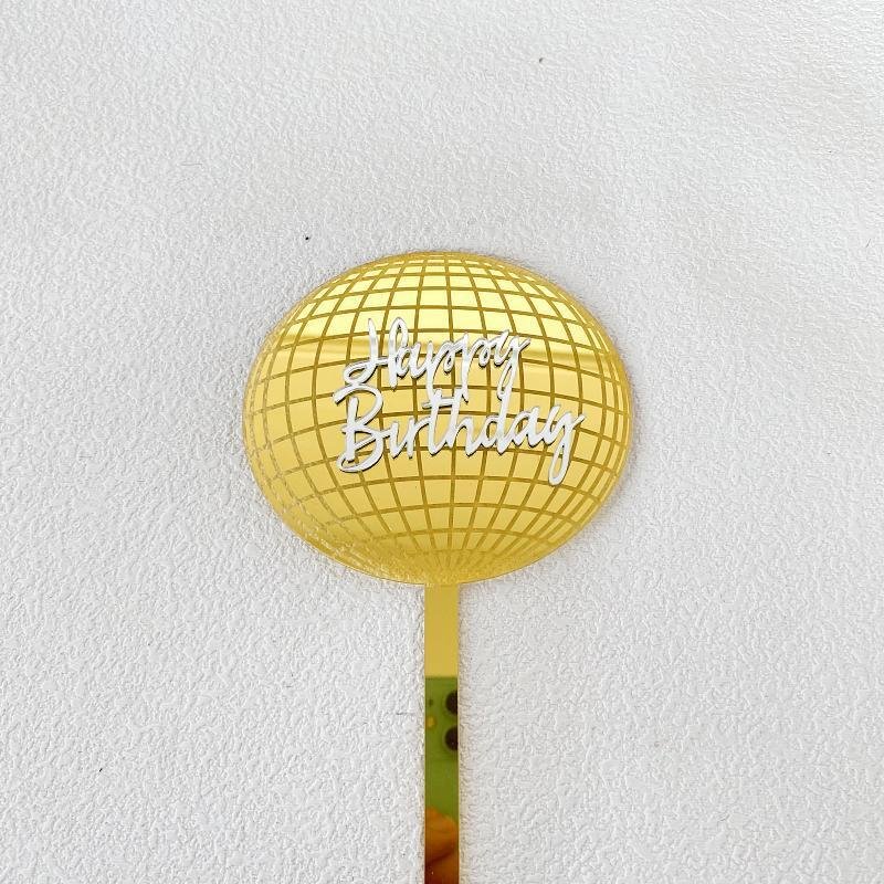 Acrylic Cake Decorating Supplies Gold Silver Rose red Round Happy Birthday Acrylic Cake Decorations Baking Decoration Wholesale