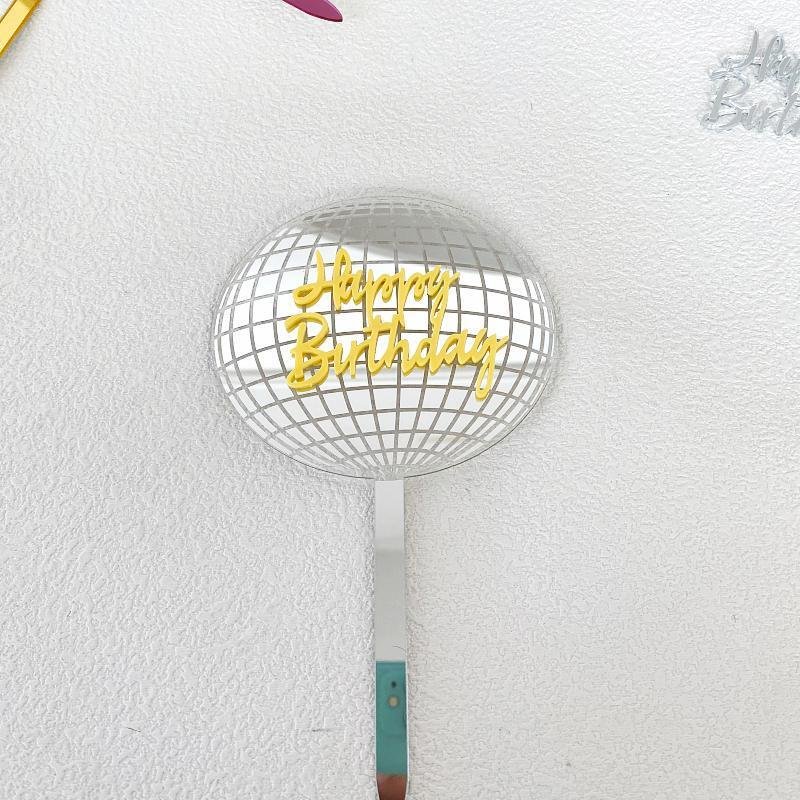 Acrylic Cake Decorating Supplies Gold Silver Rose red Round Happy Birthday Acrylic Cake Decorations Baking Decoration Wholesale