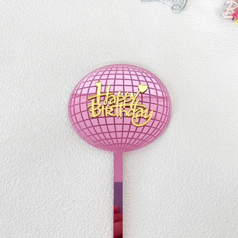 Acrylic Cake Decorating Supplies Gold Silver Rose red Round Happy Birthday Acrylic Cake Decorations Baking Decoration Wholesale