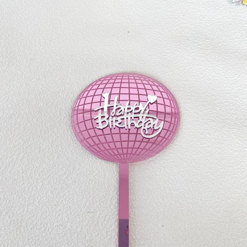 Acrylic Cake Decorating Supplies Gold Silver Rose red Round Happy Birthday Acrylic Cake Decorations Baking Decoration Wholesale