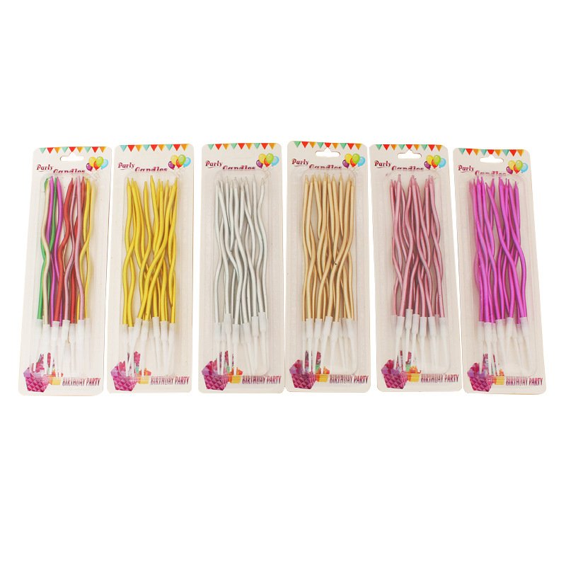 12 pcs Colorful Curve Birthday Candles Cake Decorating Supplies Gold Rose Gold Curve Birthday Candle Cake Toppers Set Wholesale