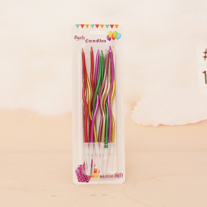 12 pcs Colorful Curve Birthday Candles Cake Decorating Supplies Gold Rose Gold Curve Birthday Candle Cake Toppers Set Wholesale