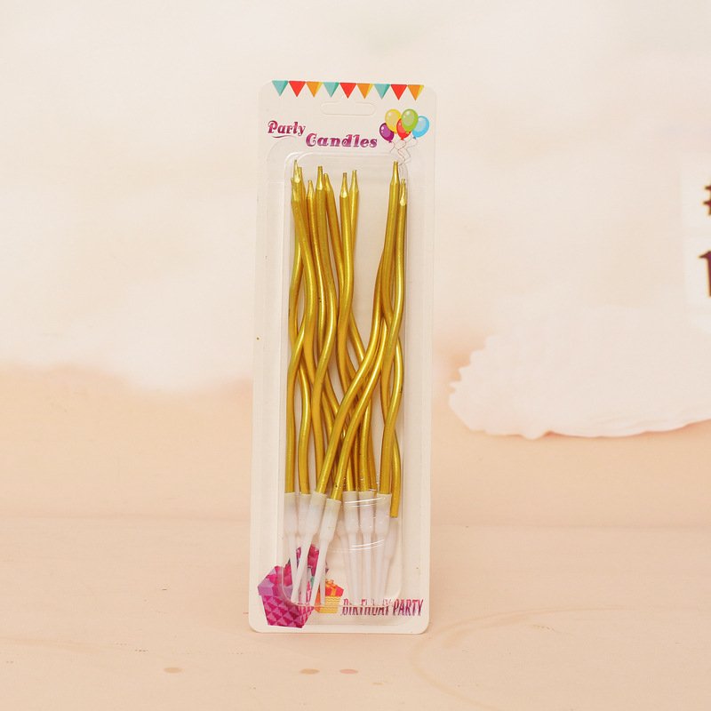 12 pcs Colorful Curve Birthday Candles Cake Decorating Supplies Gold Rose Gold Curve Birthday Candle Cake Toppers Set Wholesale
