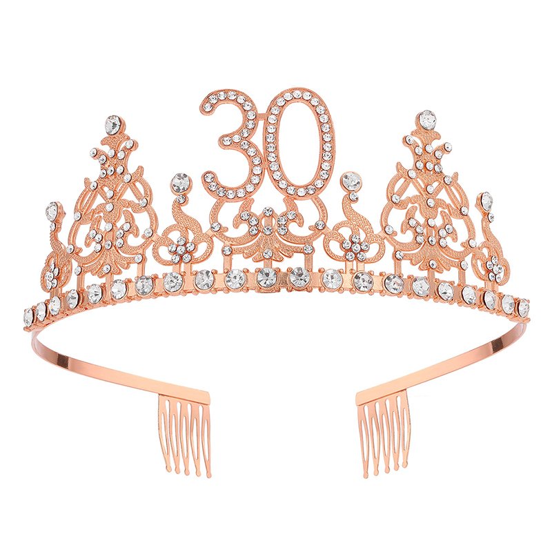 Crown Cake Decorating Supplies Rose Gold Baking Party Decoration Topper Rhinestone Crown And Tiara