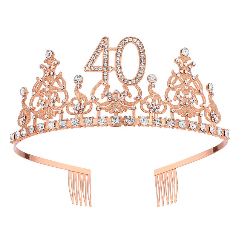 Crown Cake Decorating Supplies Rose Gold Baking Party Decoration Topper Rhinestone Crown And Tiara