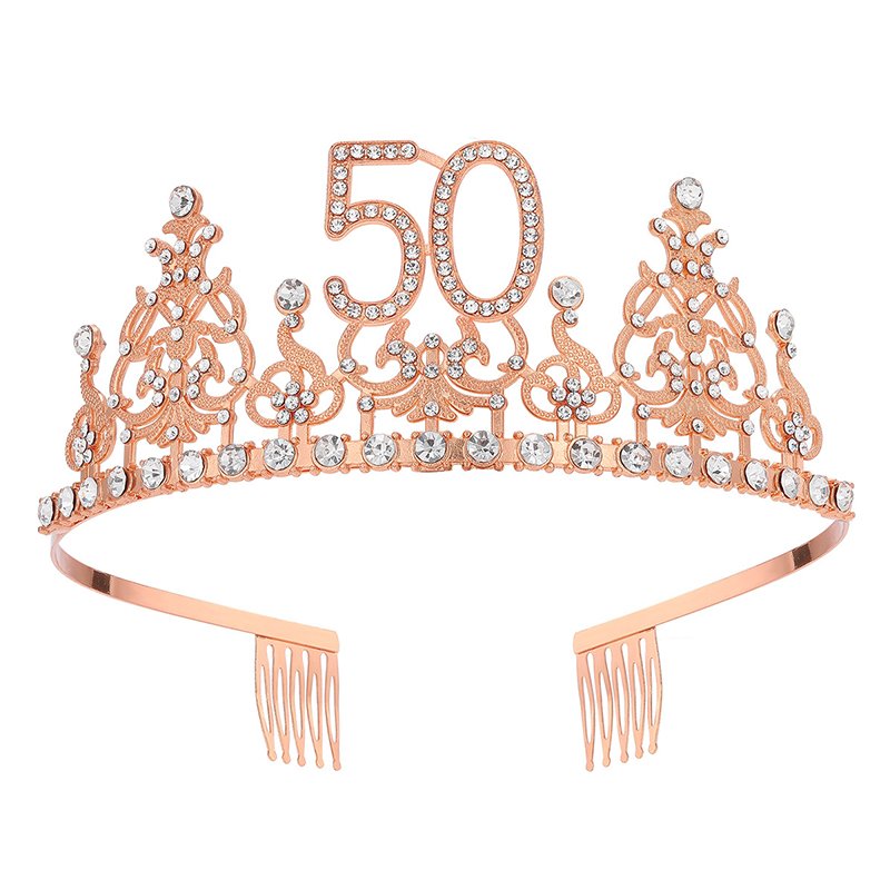 Crown Cake Decorating Supplies Rose Gold Baking Party Decoration Topper Rhinestone Crown And Tiara