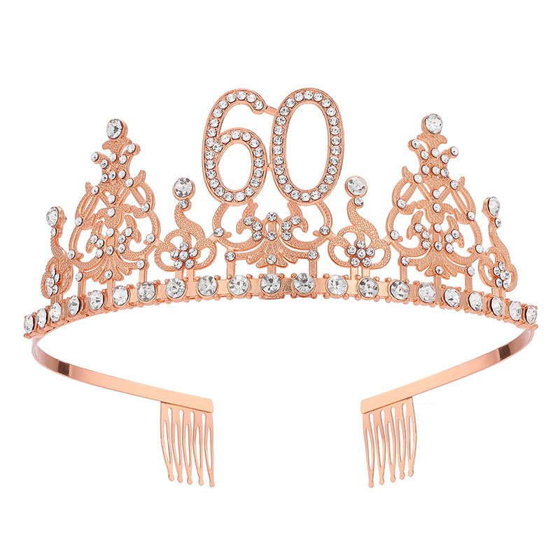 Crown Cake Decorating Supplies Rose Gold Baking Party Decoration Topper Rhinestone Crown And Tiara