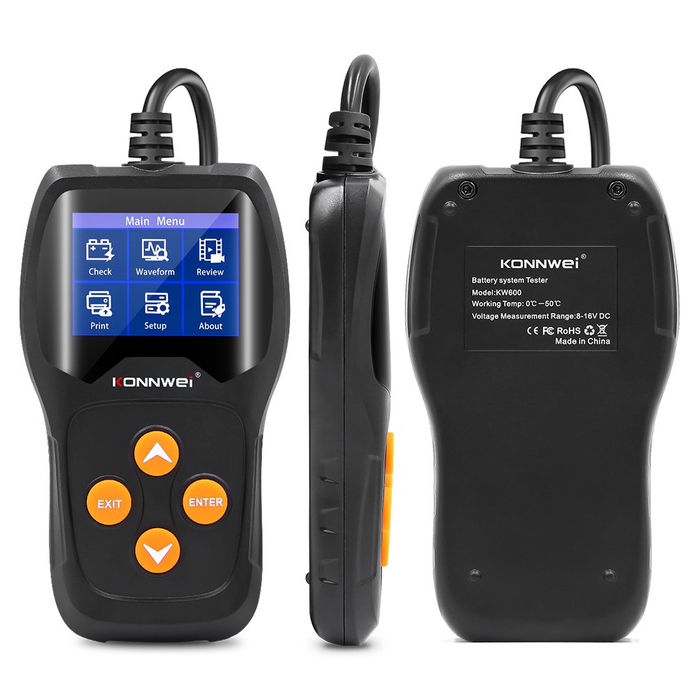 KONNWEI KW600 12v Digital Color Screen Auto Battery Analyzer Auto Diagnostic Tester Tool Supports Multi-languages