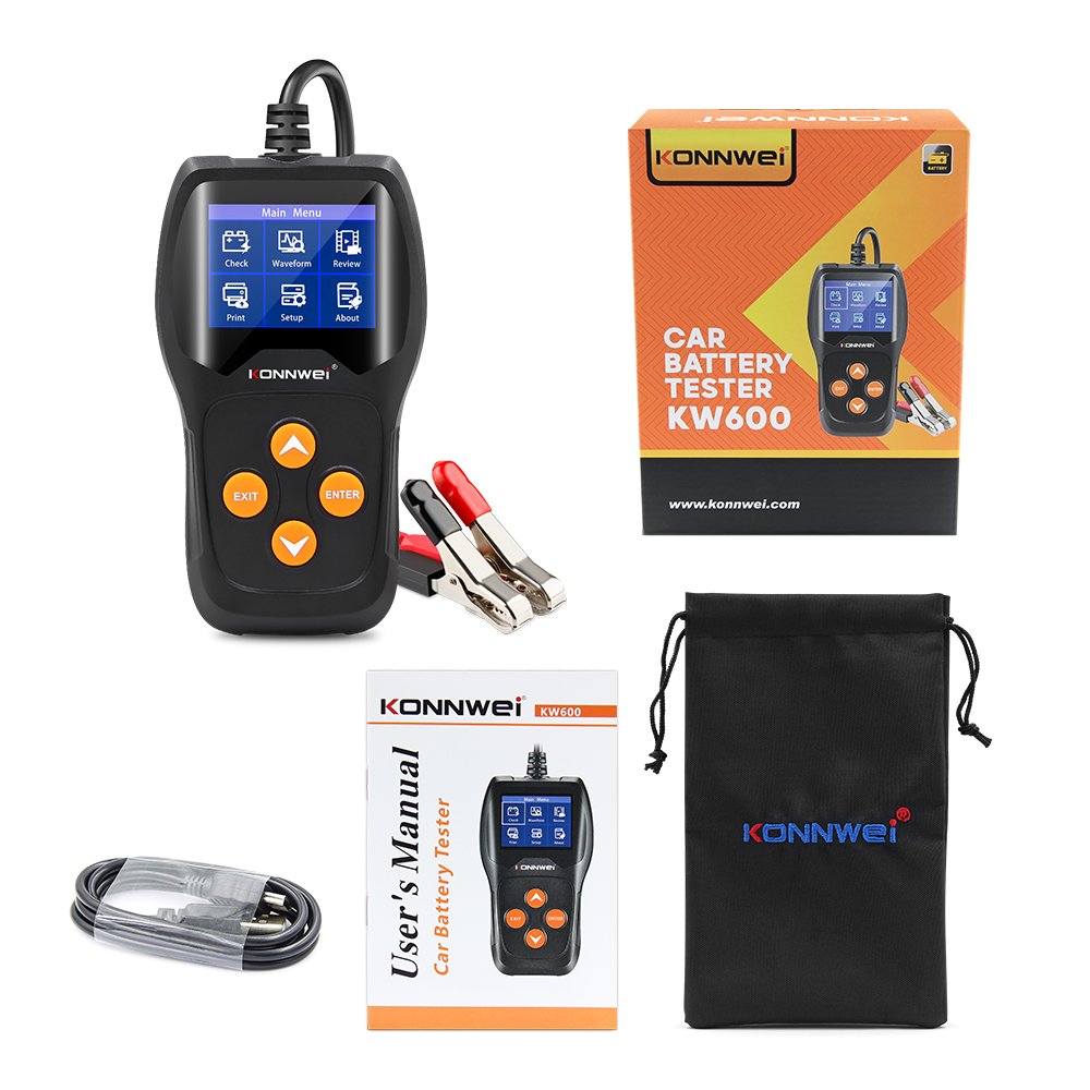 KONNWEI KW600 12v Digital Color Screen Auto Battery Analyzer Auto Diagnostic Tester Tool Supports Multi-languages