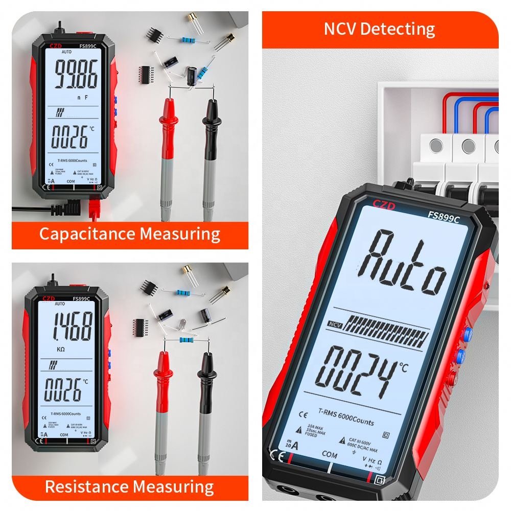 CZD-FS899C Super Full Screen Rechargeable 6000 Counts Auto Range Digital Professional Multimeter Easy to Read Easy to Operate