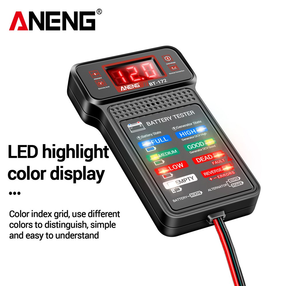 ANENG BT-172 12V Multifunctional Battery Testers LED Reverse Display Screen Auto Repair Industry Electrician Tester Tools