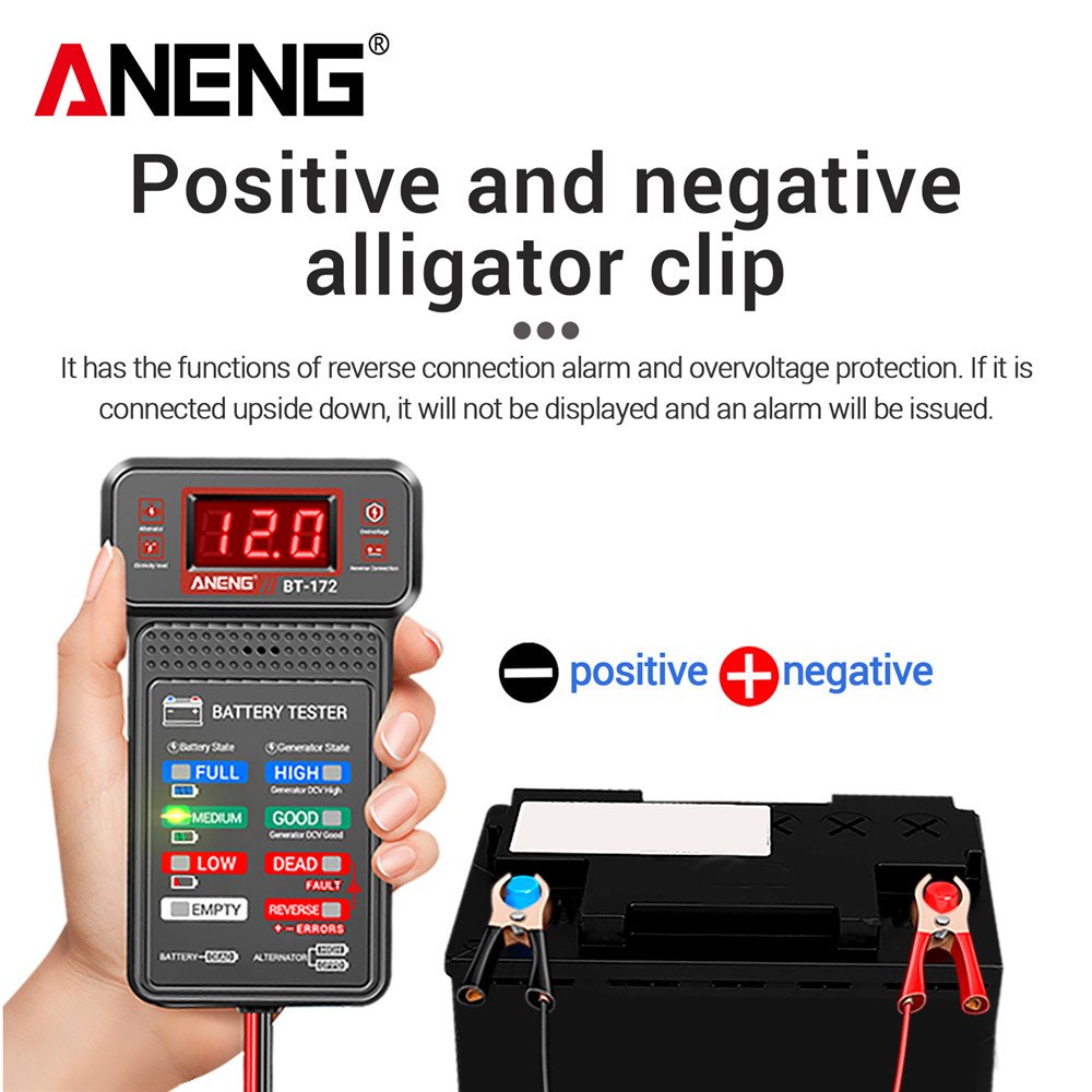 ANENG BT-172 12V Multifunctional Battery Testers LED Reverse Display Screen Auto Repair Industry Electrician Tester Tools