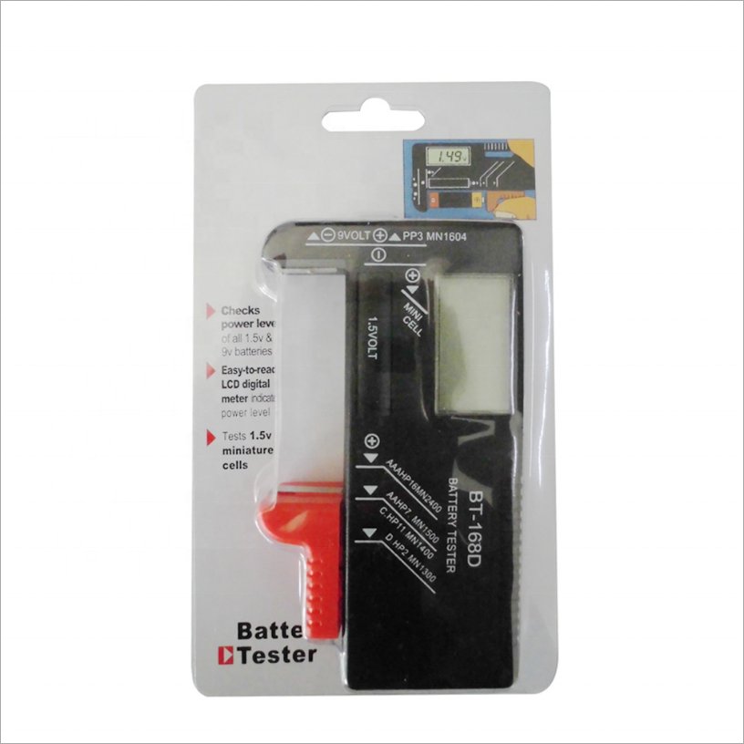 Universal Battery Tester BT-168D with LCD Display for AA/AAA/C/D/9V/1.5V Button Cell Batteries