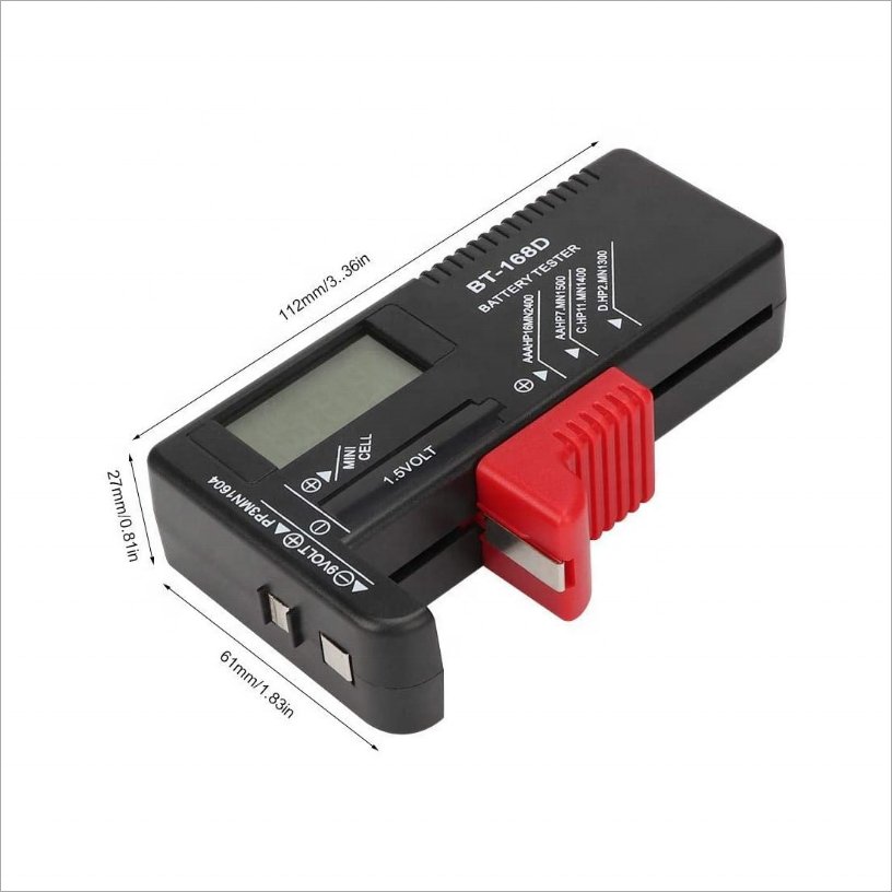 Universal Battery Tester BT-168D with LCD Display for AA/AAA/C/D/9V/1.5V Button Cell Batteries