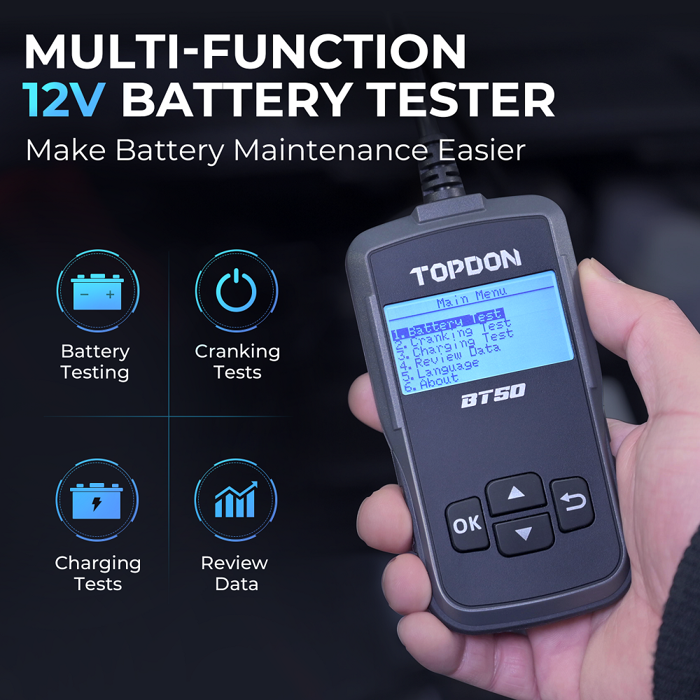 TOPDON BT50 New Arrival 12V 200Ah Car Auto Battery Tester 10A Aa Digital Automotive Battery Tester Analyzer For Automobile car