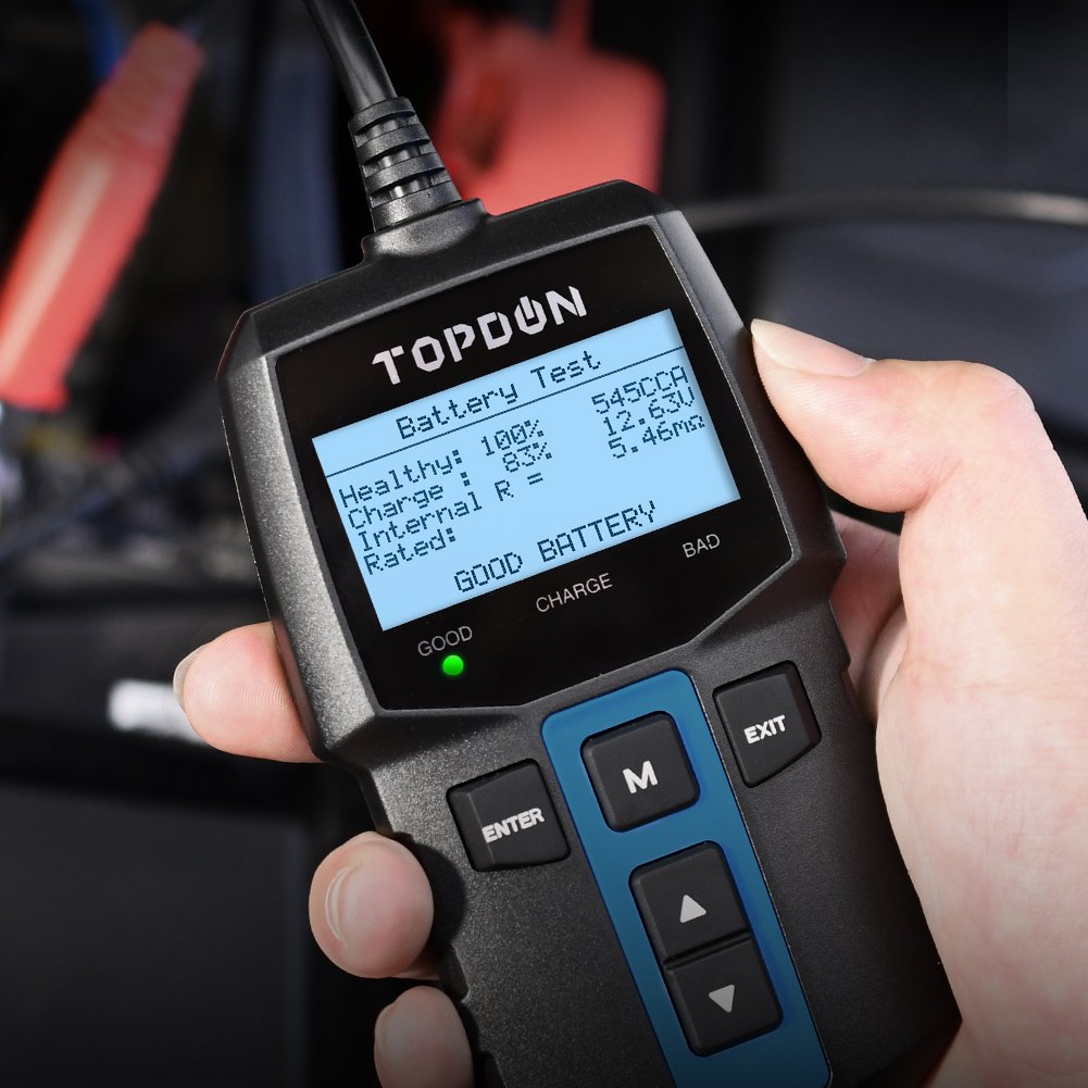 TOPDON BT100 100-2000CCA Flooded AGM Gel EFB VRLA 12V Automotive Motorcycle Car Digital Load Battery Tester Analyzer