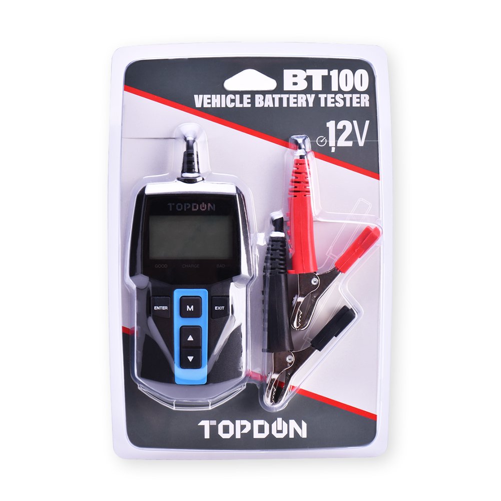 TOPDON BT100 100-2000CCA Flooded AGM Gel EFB VRLA 12V Automotive Motorcycle Car Digital Load Battery Tester Analyzer
