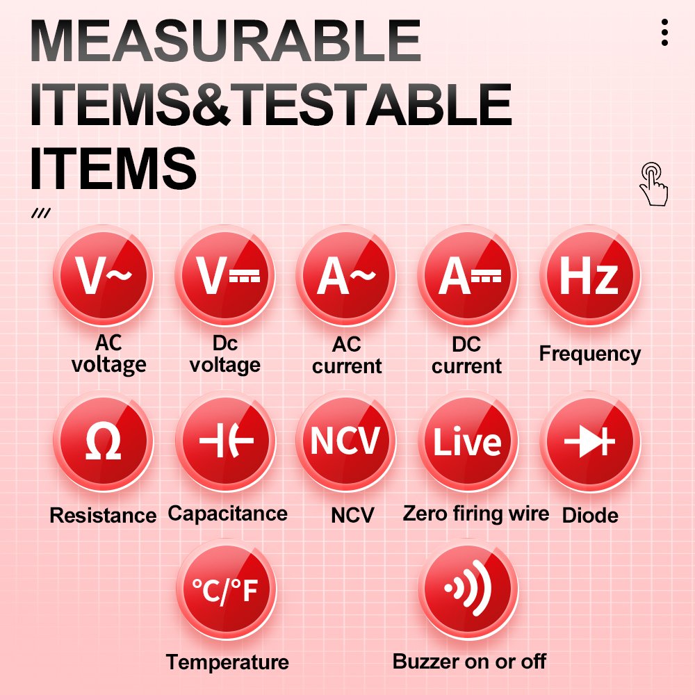 5.0" Colorful Full Touchscreen Displaying Auto-ranging 6000 Counts Smart Digital Multimeter Multi Tester Rechargeable