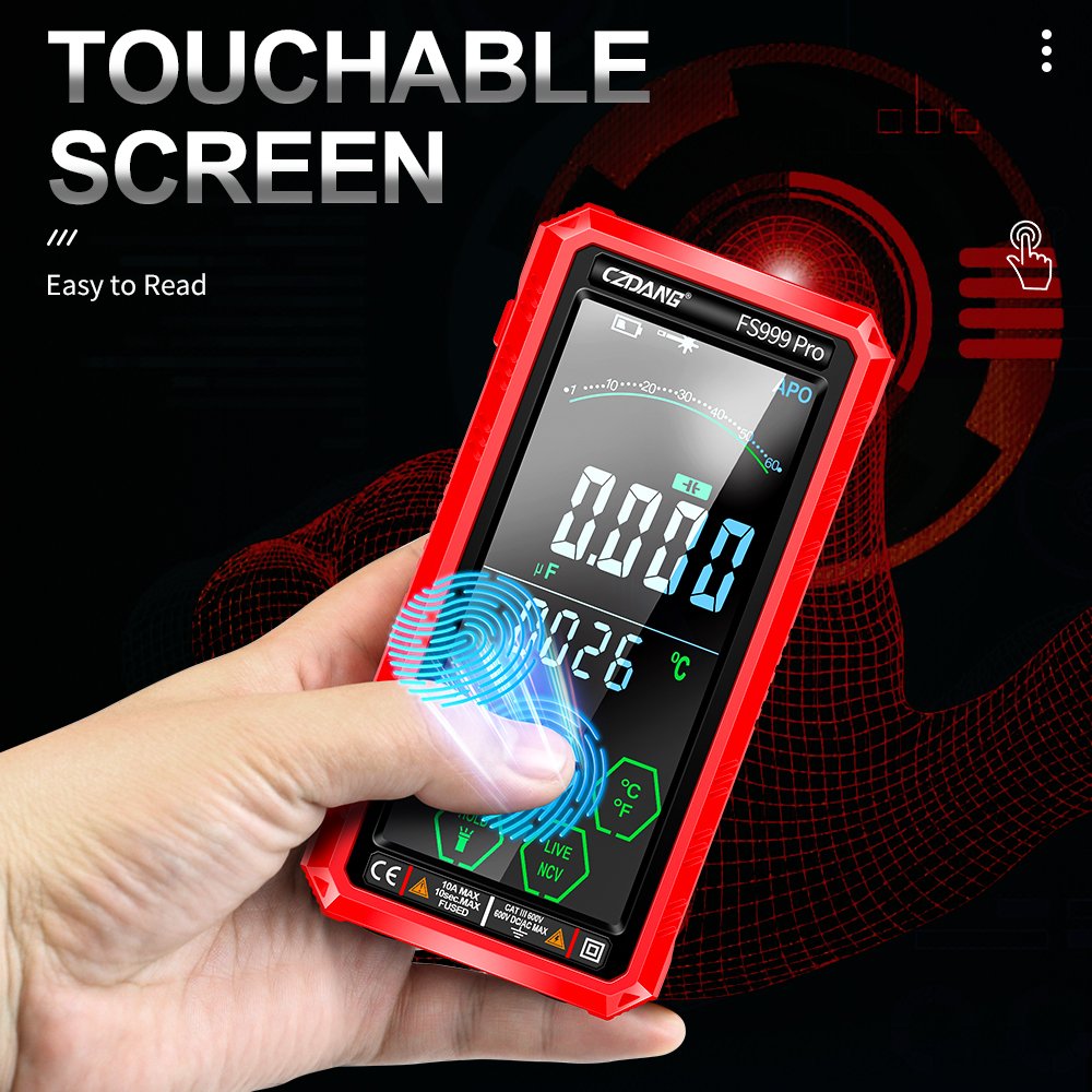 5.0" Colorful Full Touchscreen Displaying Auto-ranging 6000 Counts Smart Digital Multimeter Multi Tester Rechargeable