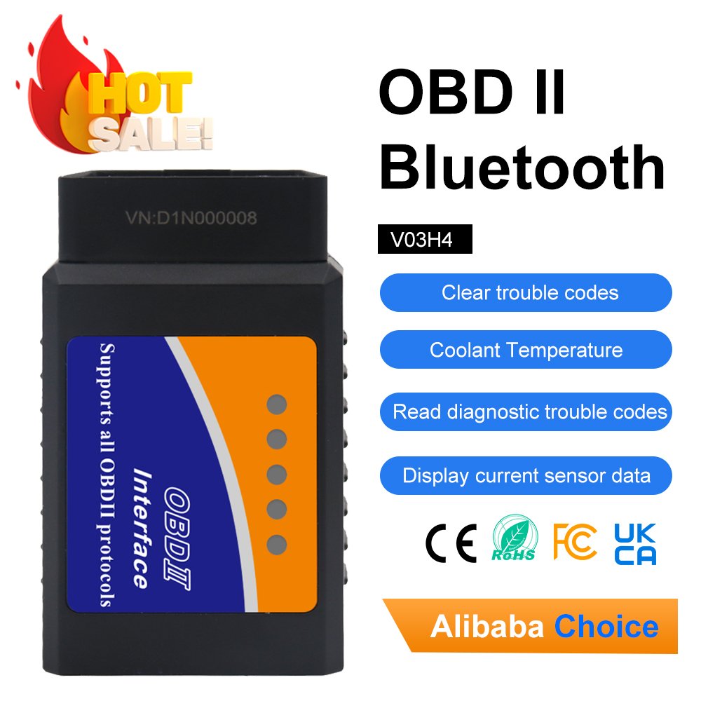 V03H4 Bluetooth Auto Diagnostic Device OBD2 Engine Diagnosis Battery Tester Full System Scanner for OBD 2 Protocol Cars