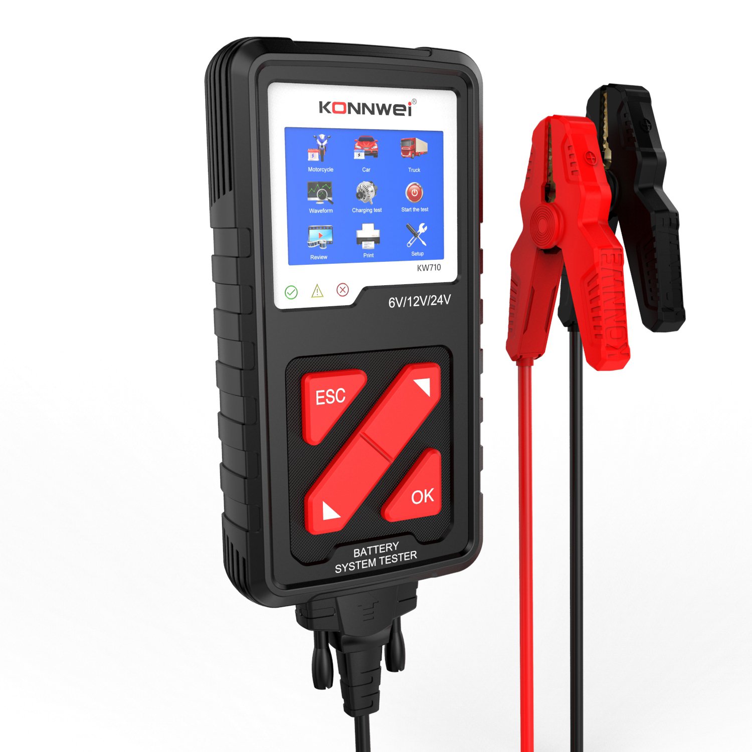 6V 12V Intelligent Auto Battery Capacity Tester 24V Car Battery Voltage Testers Konnwei KW710 Automotive Battery Checker