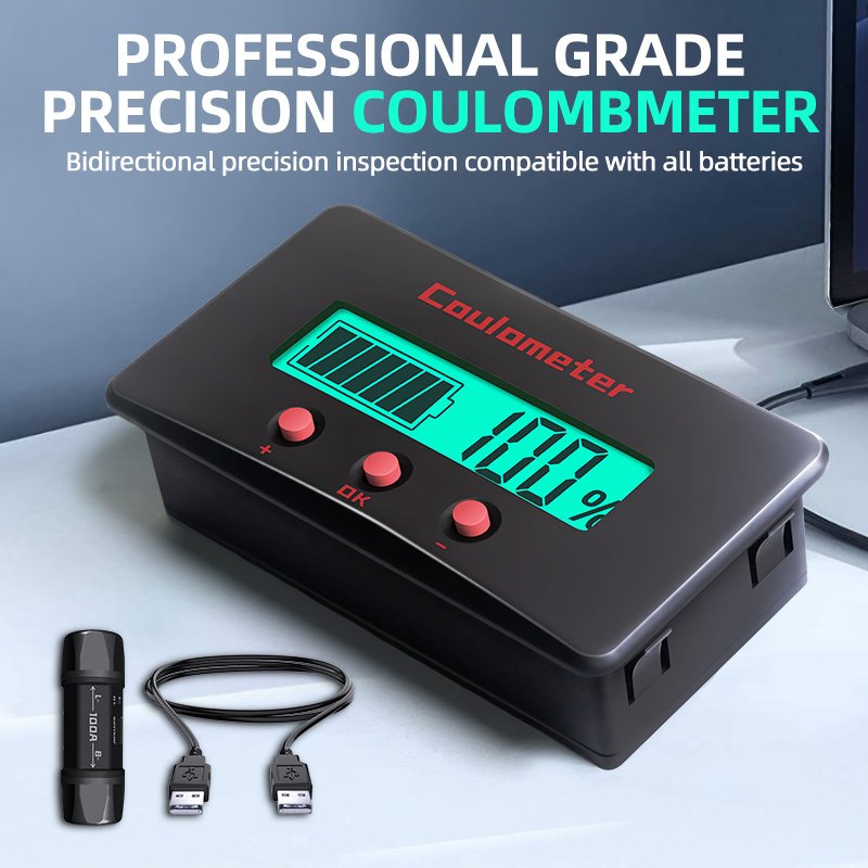 PZEM-033 8-120V 100A Car Voltmeter Lead Acid Battery Discharge Voltage Capacity Indicator Battery Monitor Tester Coulombmeter