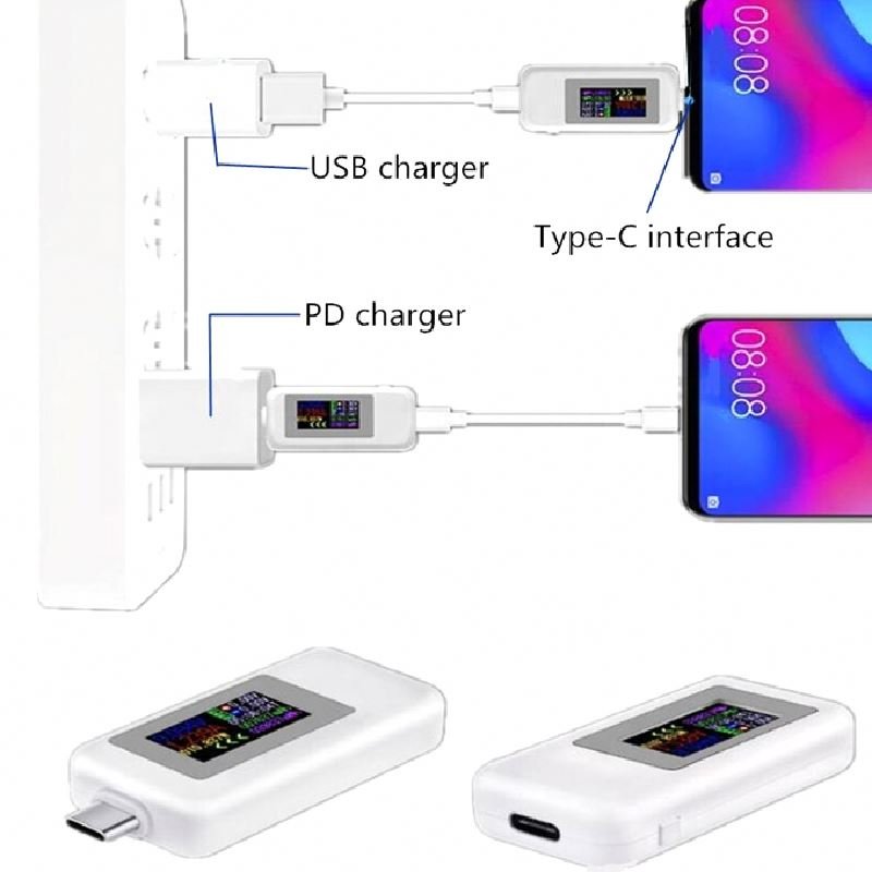 USB Type-C Tester 0-5A Current 4-30V Voltage Digital Connector Power Bank Charger Socket Plug Tester KWS-1902C