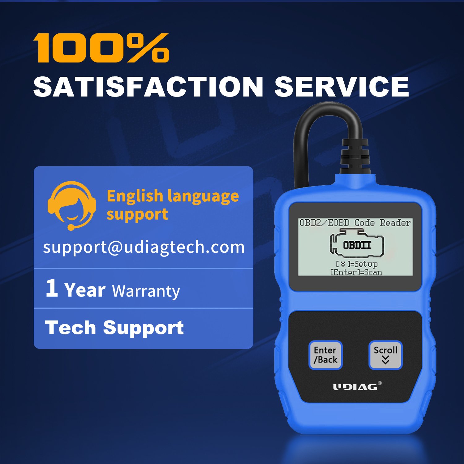 UDIAG OBDII Auto Code Reader Car Scanner ABS Plastic Diagnostic Scan Tool for Check Engine Light English Car Analyzer
