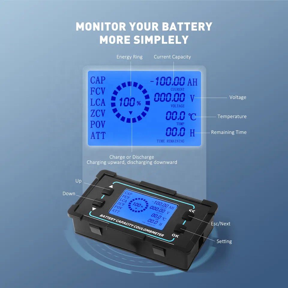 8-120V 500A Battery Capacity Coulomemeter Hot Sale in Battery Monitor Battery Tester with Shunt