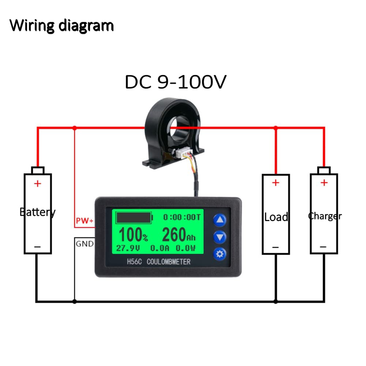 Battery Monitor Hall Sensor Coulomb Tester DC 9~100v 100A/400A Digital Voltmeter Ammeter Battery AH Voltage Meter Coulometer