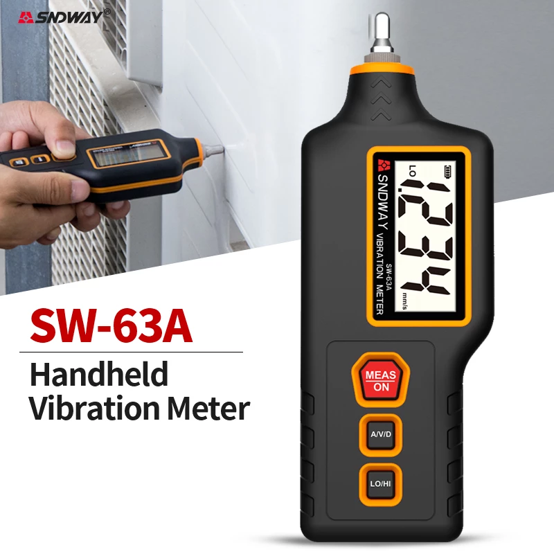 SNDWAY SW-63A Vibration Meter Digital Vibrometer Vibration Analyzer Measuring Device Professional Vibrator Tester