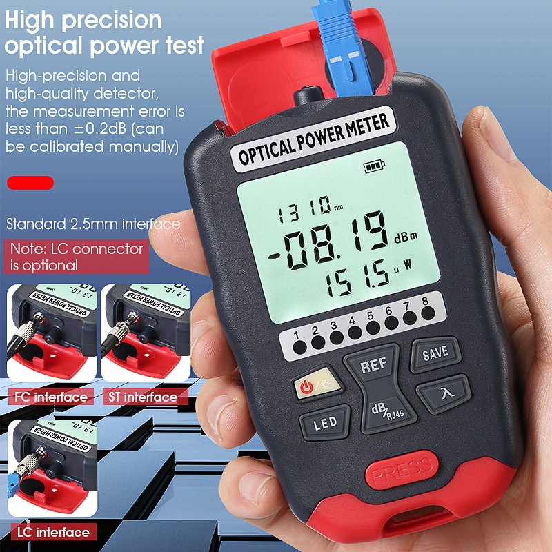 COMPTYCO AUA-D7 dry battery OPM three in one optical fiber tester - 70+~10dbm RJ45 network tester with LED Optical power meter