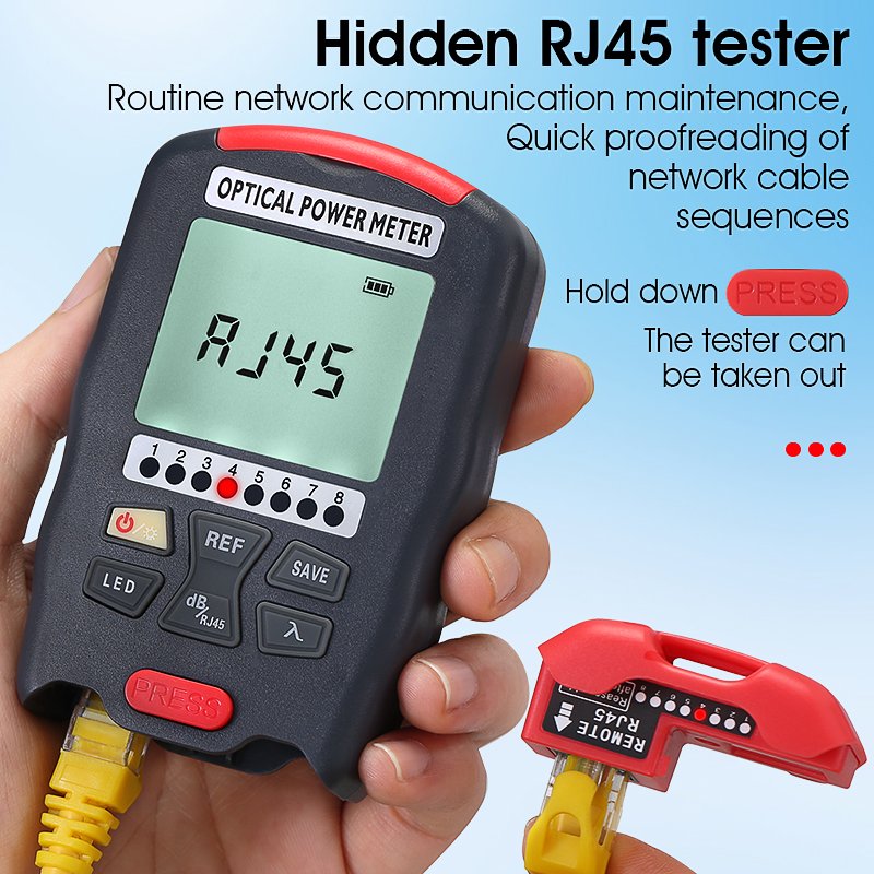 COMPTYCO AUA-D7 dry battery OPM three in one optical fiber tester - 70+~10dbm RJ45 network tester with LED Optical power meter