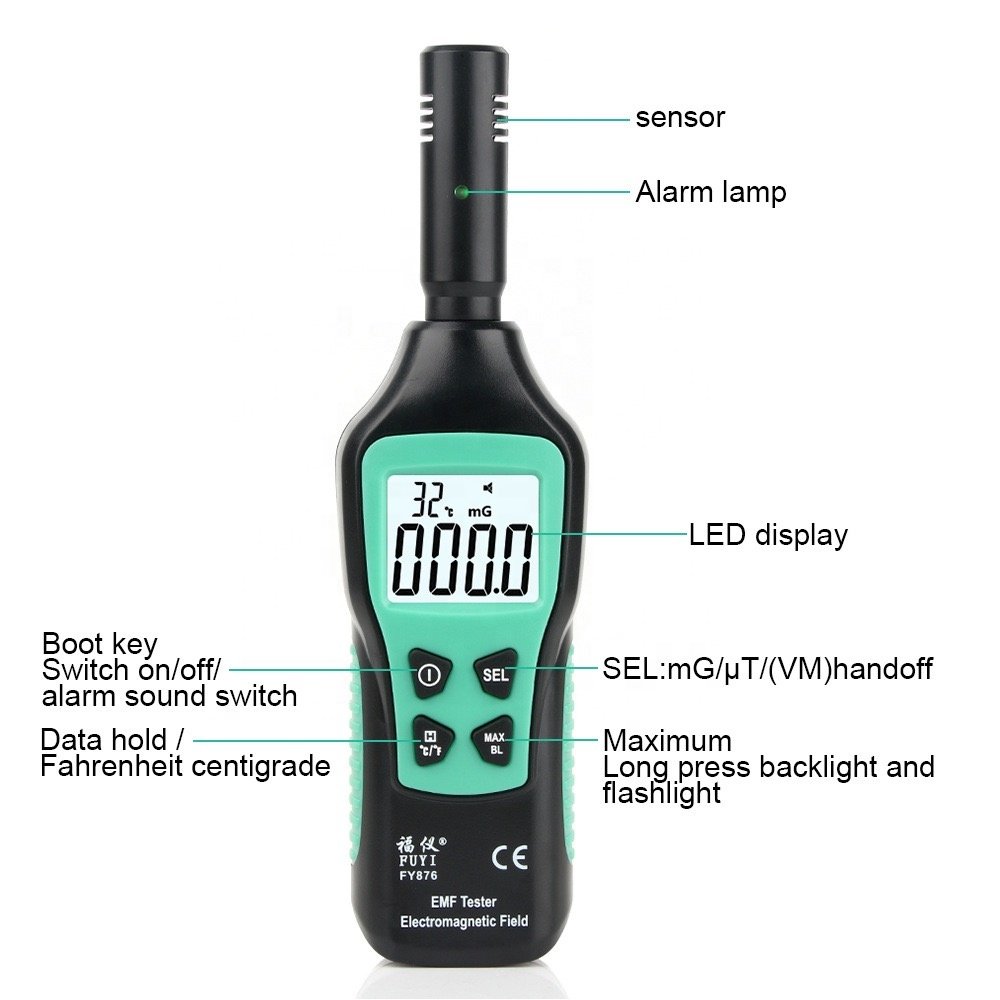 EMF Meter Digital LCD EMF Tester Inspections Hunting Equipment Electromagnetic Radiation/Temperature Detector 3-in-1