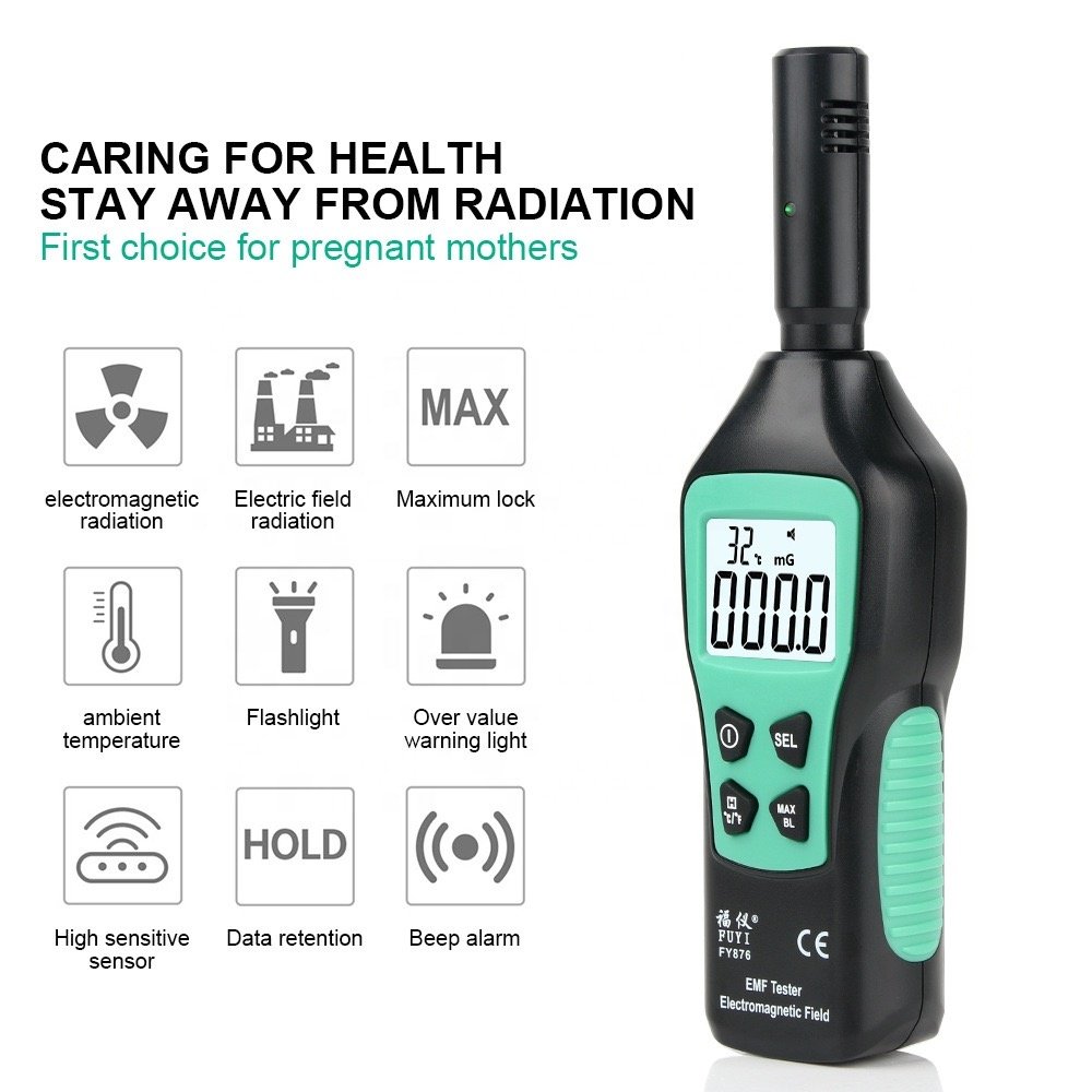 EMF Meter Digital LCD EMF Tester Inspections Hunting Equipment Electromagnetic Radiation/Temperature Detector 3-in-1