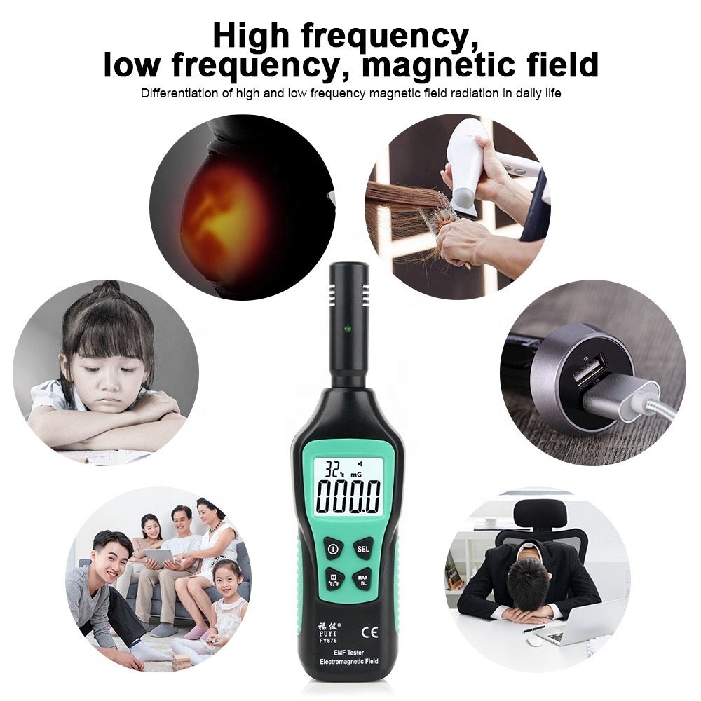 EMF Meter Digital LCD EMF Tester Inspections Hunting Equipment Electromagnetic Radiation/Temperature Detector 3-in-1