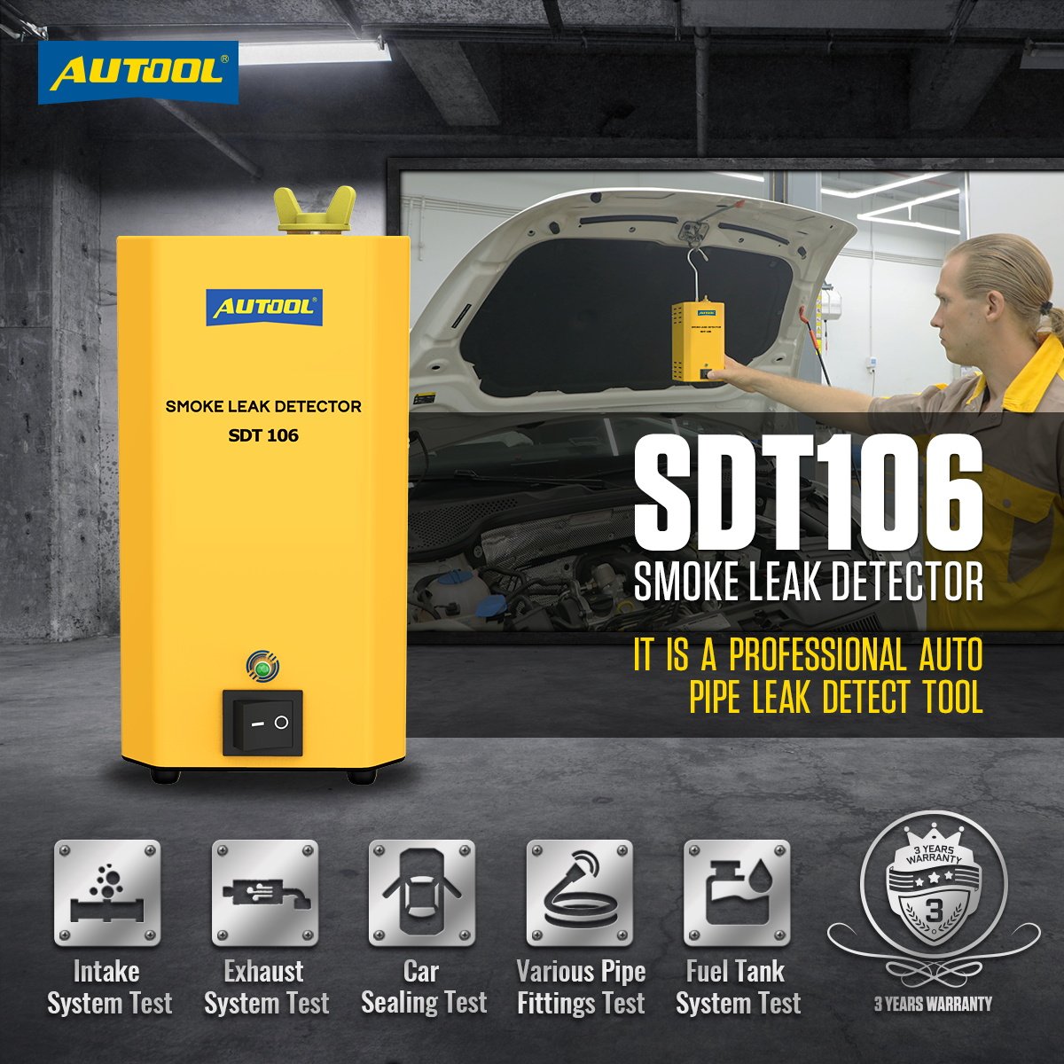 AUTOOL SDT106 OEM Professional Car Garage Equipment Auto Diagnostic Tool Pipe Systems Tester Automotive Smoke Leak Detector