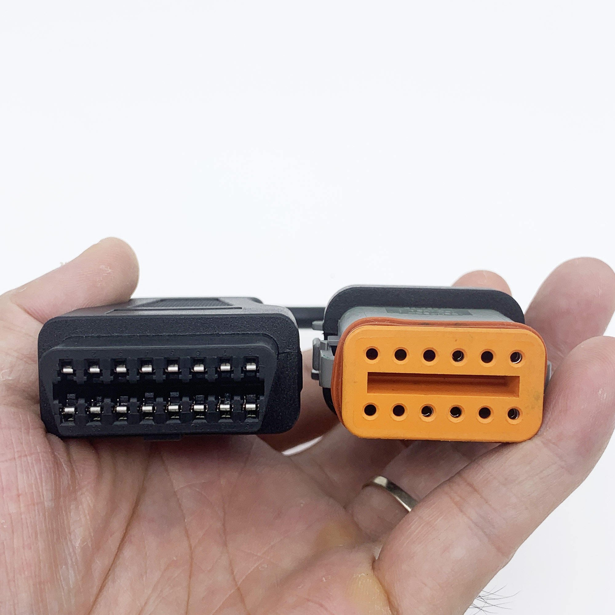 OBD2 OBD 16 16Pin to OBD1 12Pin 12 Pin Connector Adapter Diagnosis Test Wire Harness Diagnostic Tool Cable For Cummins Komatsu