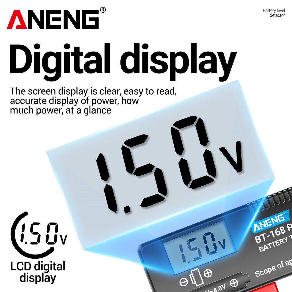ANENG BT-168 PRO Digital Lithium Battery Capacity Tester Checkered load analyzer Display Check AAA AA Button Cell Universal test