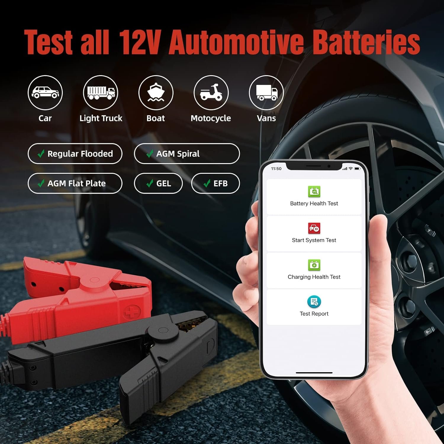 2024 LAUNCH Upgraded BST360 6V 12V Car Battery Tester Bluetooth Battery Load Tester Charging Cranking System Analyzer